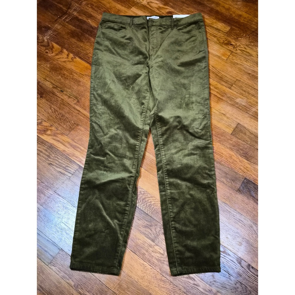 LOFT Skinny Corduroy Pants High Rise Olive Green Size 32/14 NWT